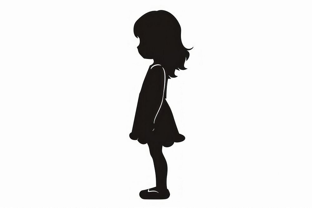 A girl silhouette clip art white background backlighting hairstyle.