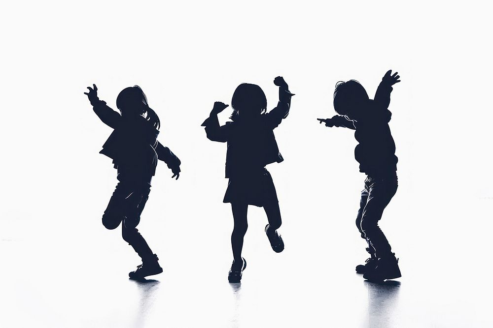 A kids dancing silhouette footwear white.