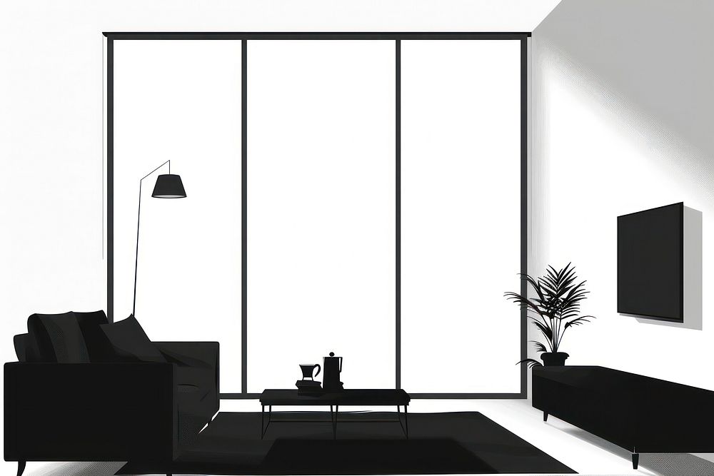 A living room architecture silhouette furniture.