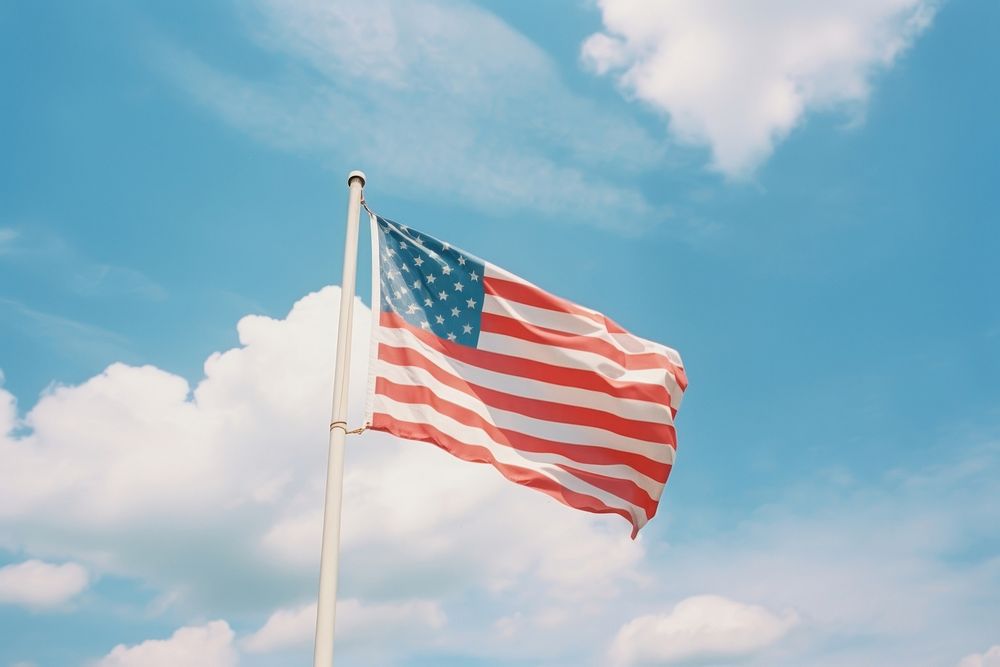 Use flag on sky independence patriotism symbolism.