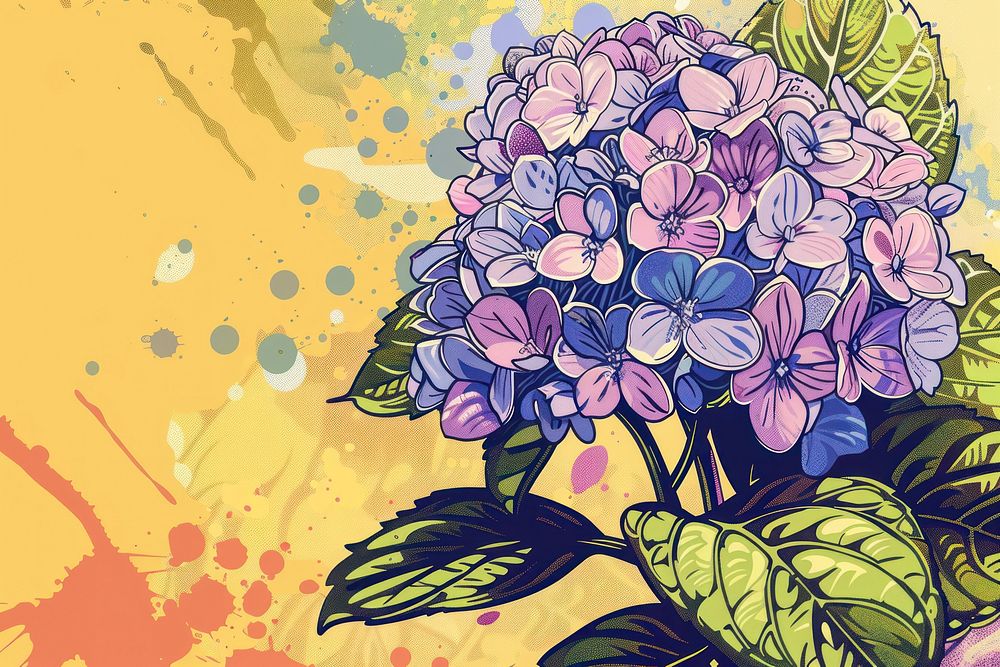 Vector illustrated of a hydrangea art outdoors pattern.