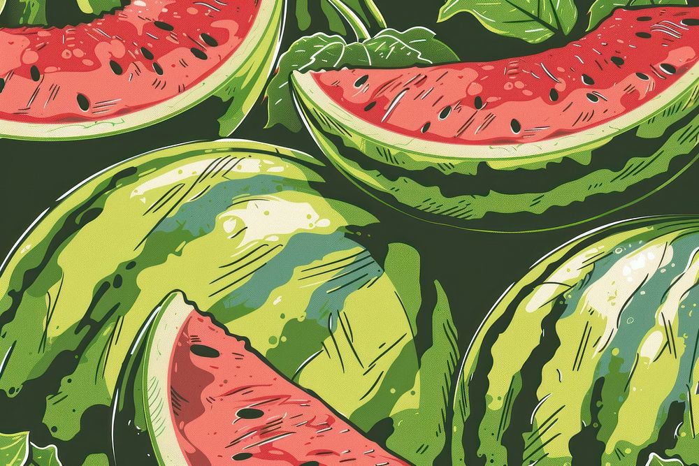 Vector illustrated of a watermelon feild fruit plant food.