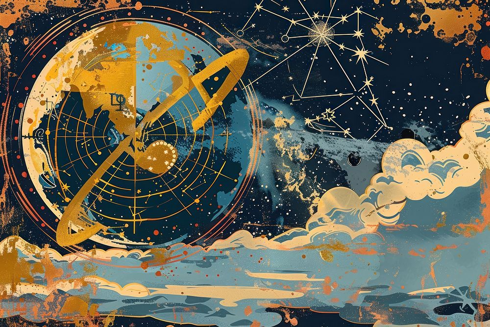 Vector illustrated of an astrology art astronomy painting.