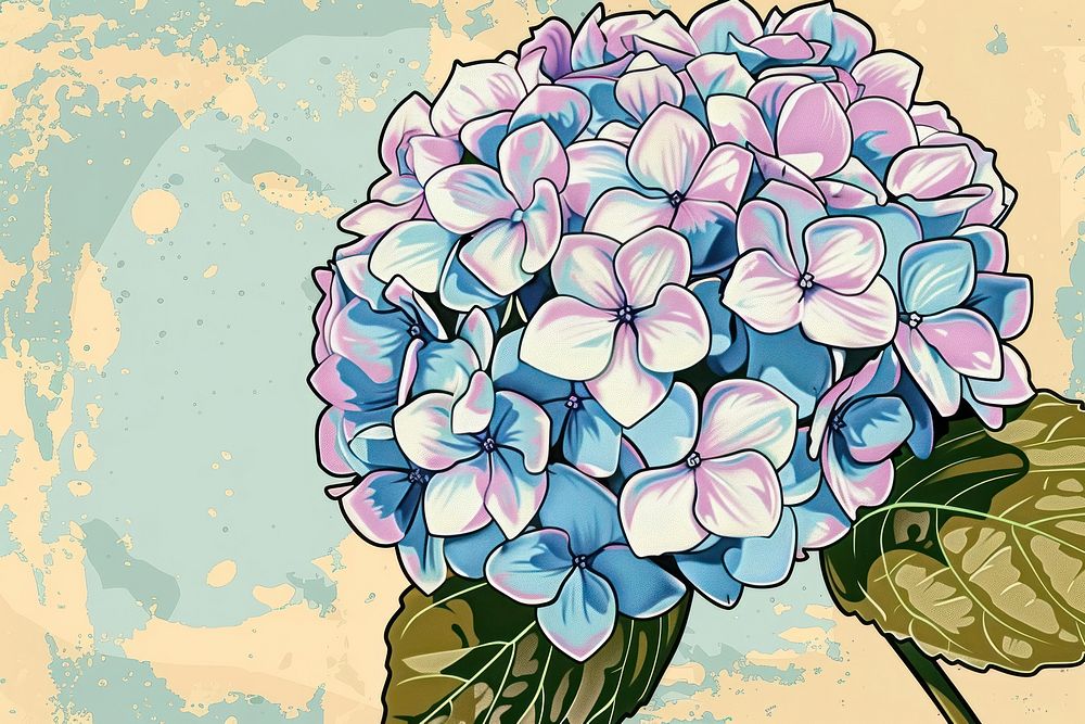 Vector illustrated of a hydrangea art drawing flower.