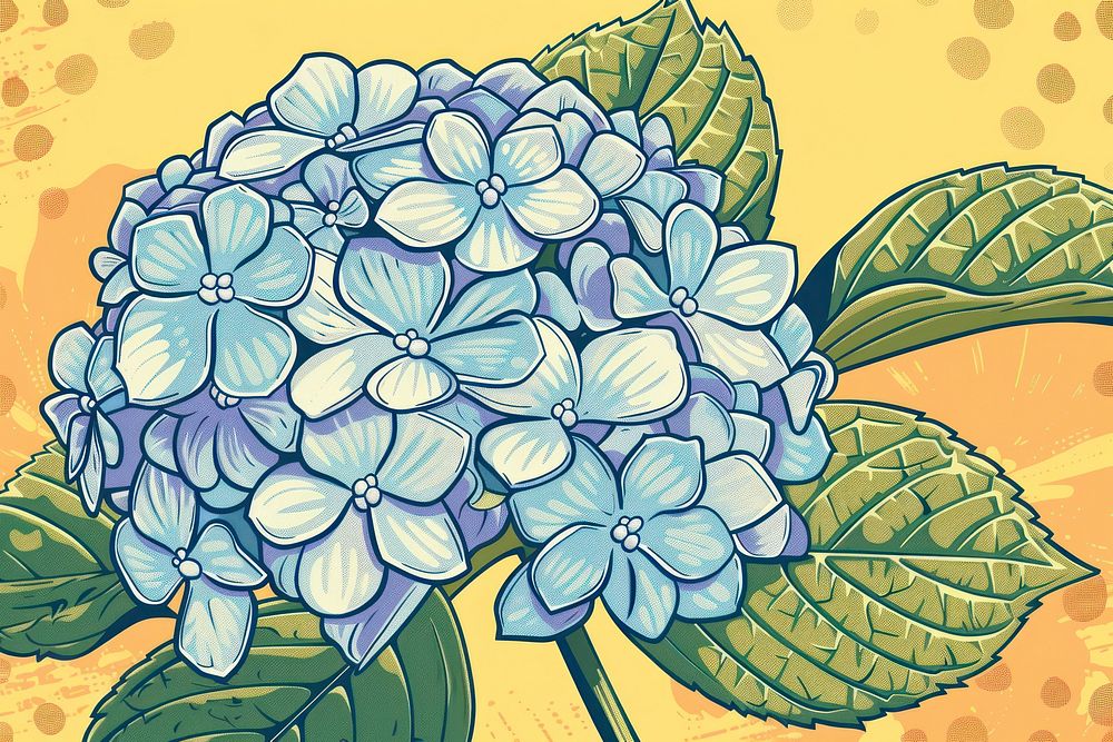 Vector illustrated of a hydrangea pattern flower plant.