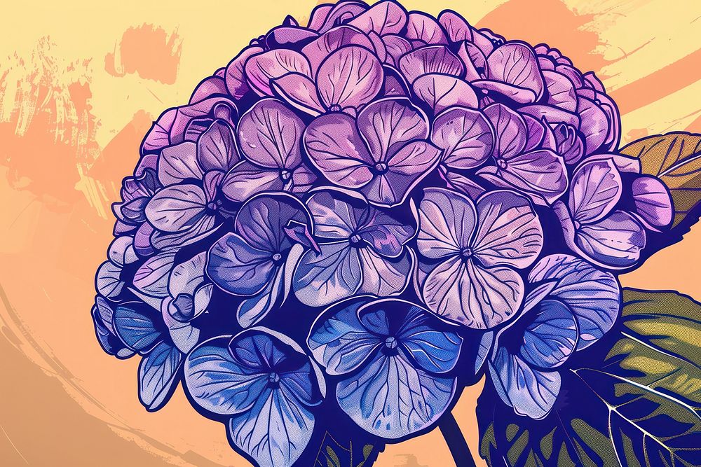 Vector illustrated of a hydrangea flower purple plant.