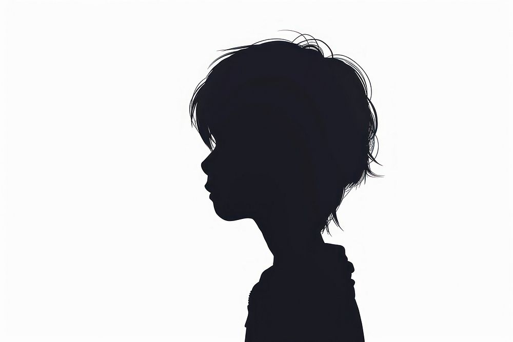 A profile boy face silhouette adult white.