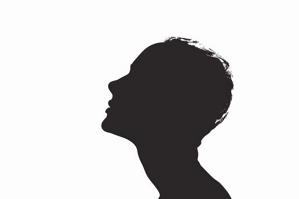 A profile face silhouette adult white background backlighting.