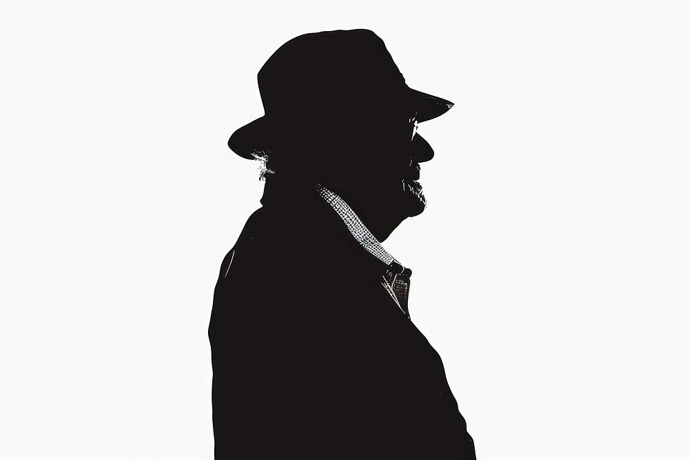 A profile old man silhouette adult white background.
