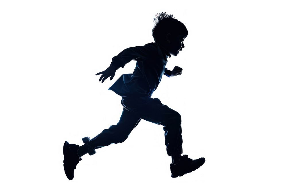 A running kid silhouette footwear white.