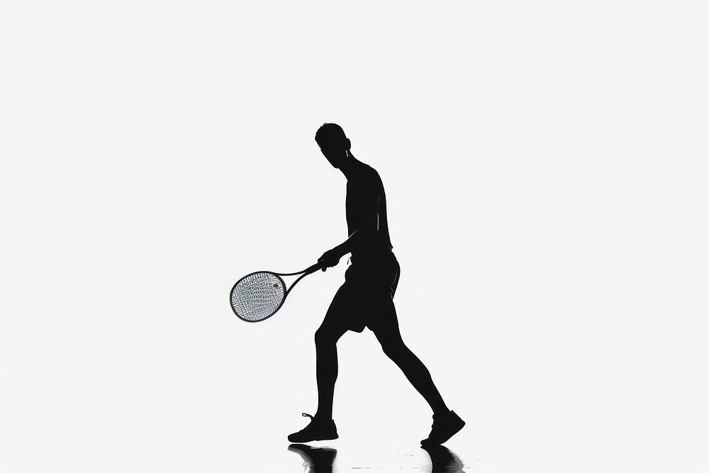 A tennis man silhouette sports racket.