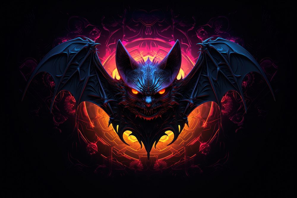 Vampire bat glowing dragon illuminated.