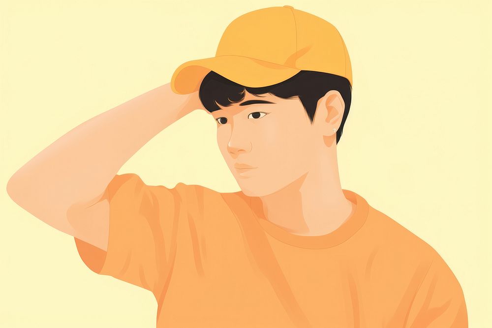 Asian teen boy illustration portrait cartoon adult.