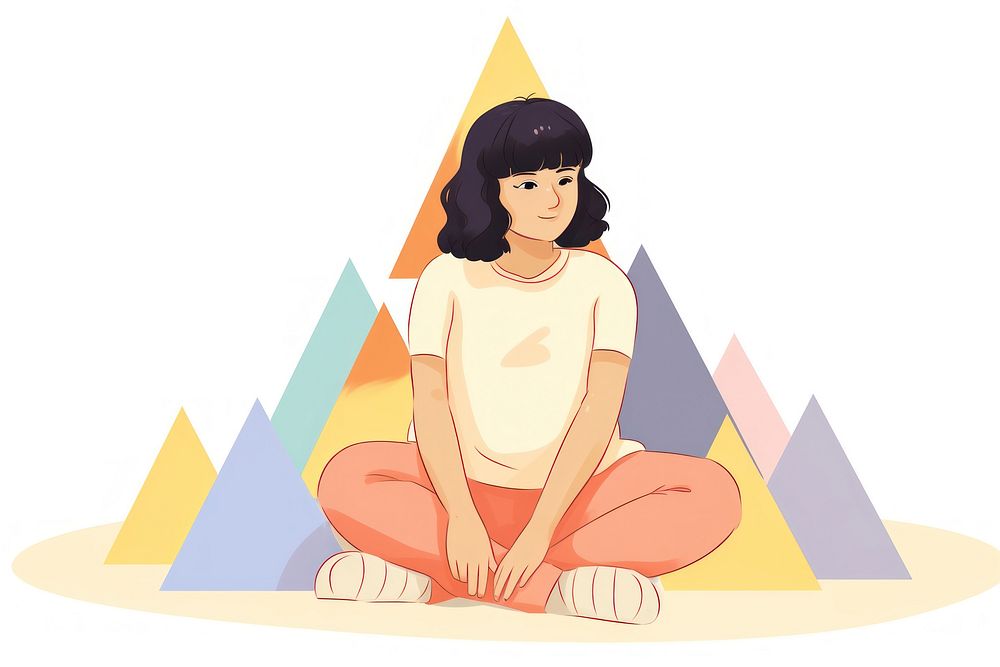 Asian teen pyramid illustration drawing cartoon adult.