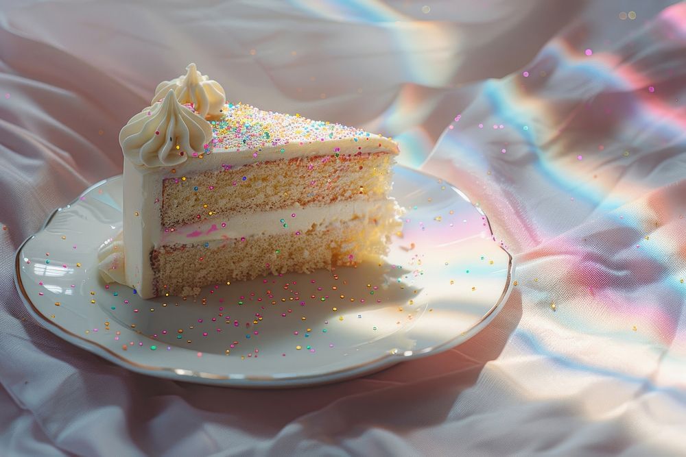 Cake on white plate dessert food celebration.