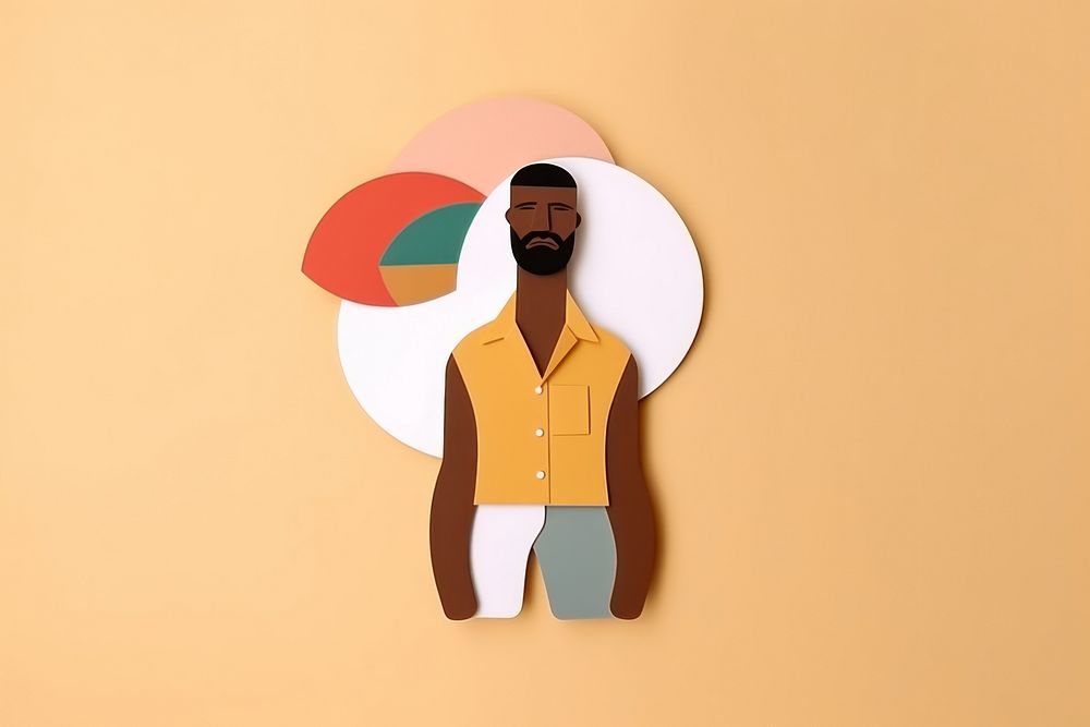 Color paper cutout illustration of an African man adult art representation.