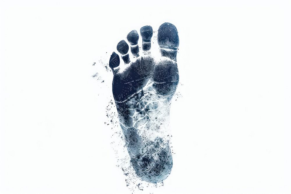Footprint silhouette white background splattered barefoot.
