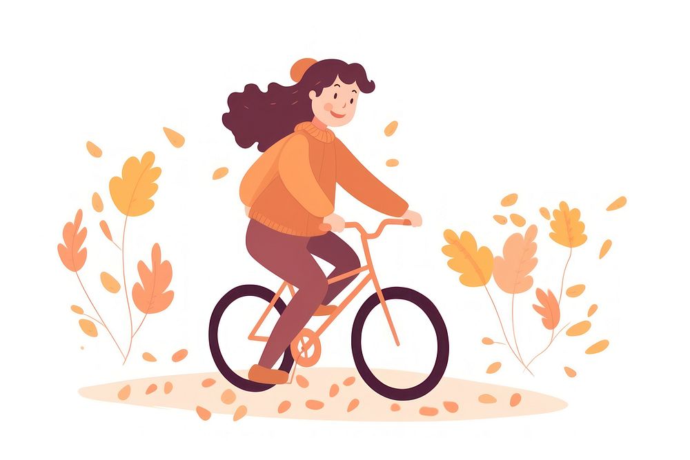 Girl teenager cycling illustration bicycle vehicle cartoon.