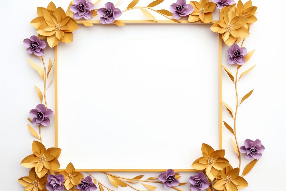 Lavender frame gold white background.