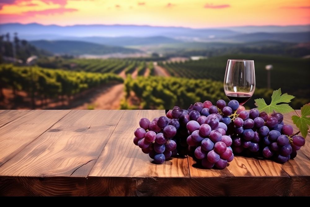 Grape vineyard table outdoors.