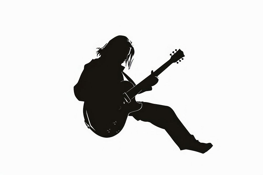 Guitar silhouette musician white.