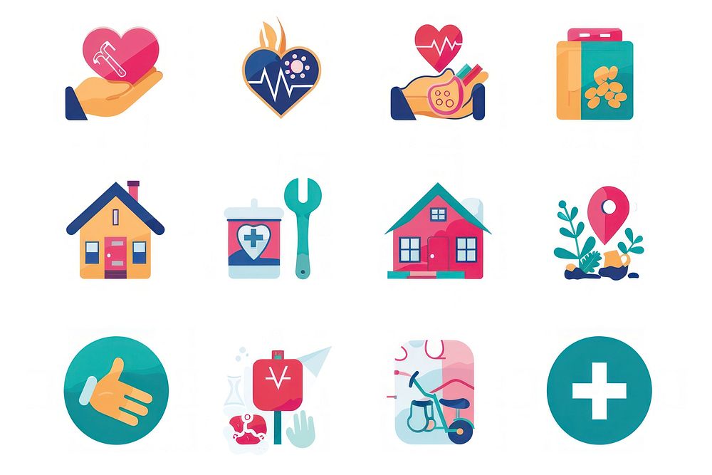 Homecare Services Collection Icons Set Vector variation building medical.