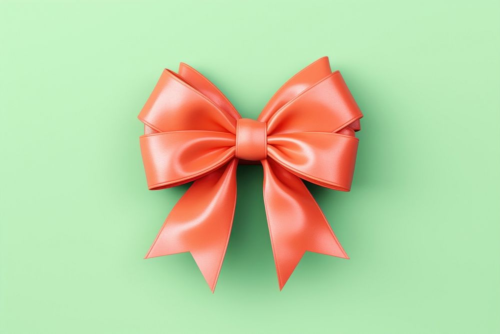 Pink gift with bright orange bow ribbon green green background.