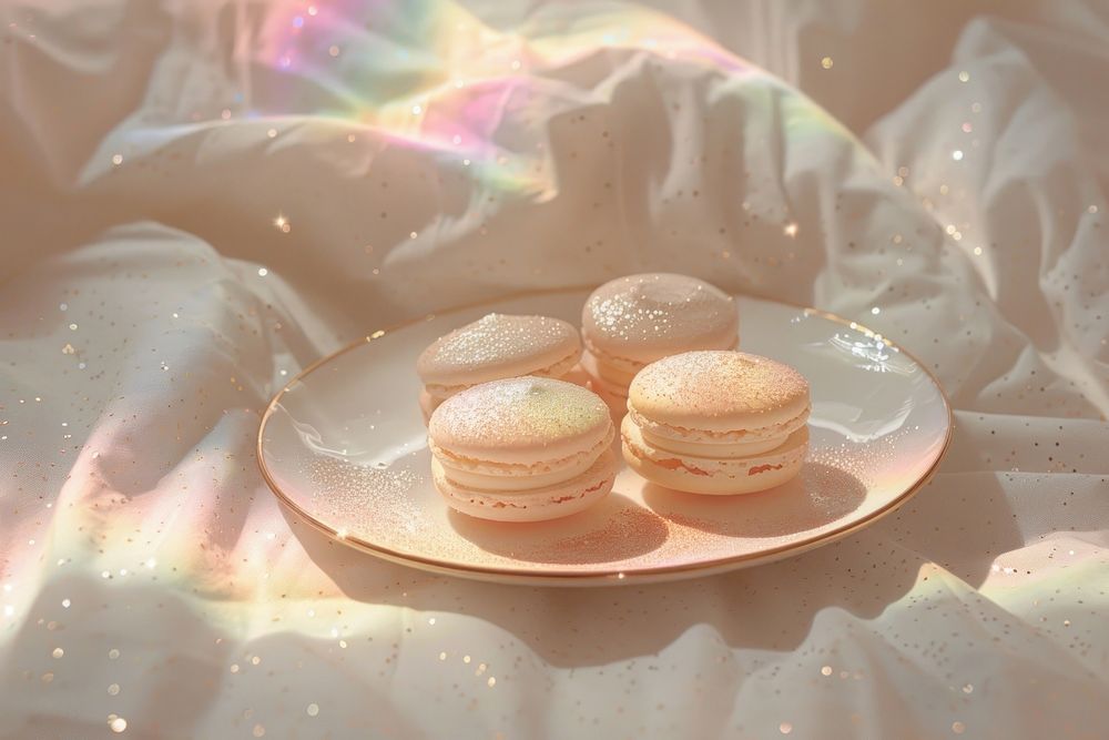 Macarons on white plate food confectionery celebration.