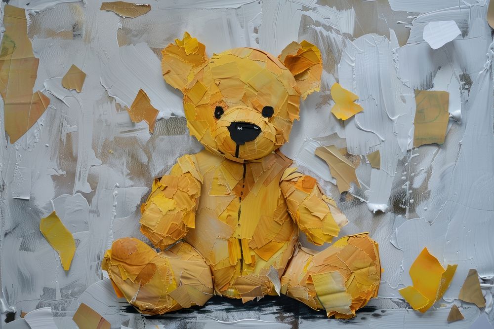 Teddy bear paper art toy.