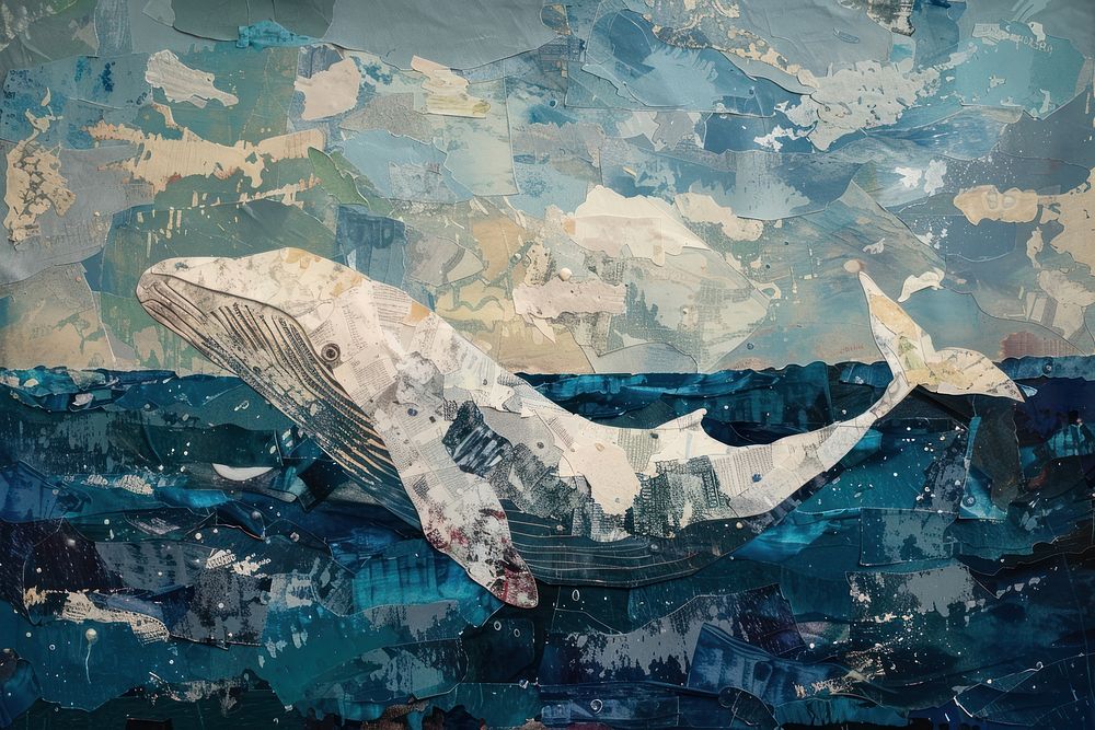 Whale in the ocean art painting animal.