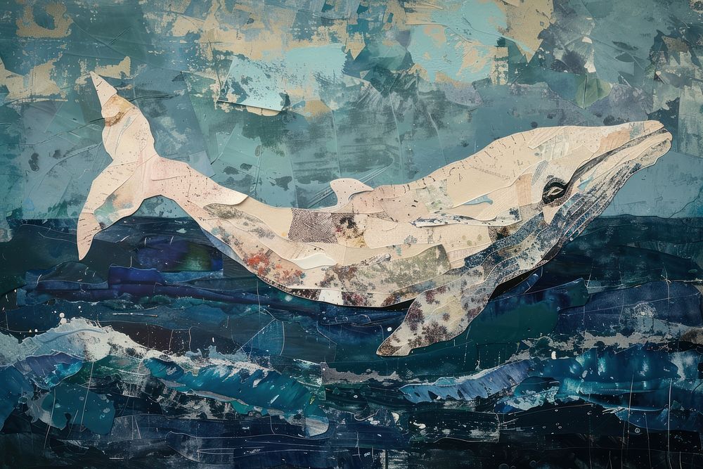 Whale in the ocean art painting animal.