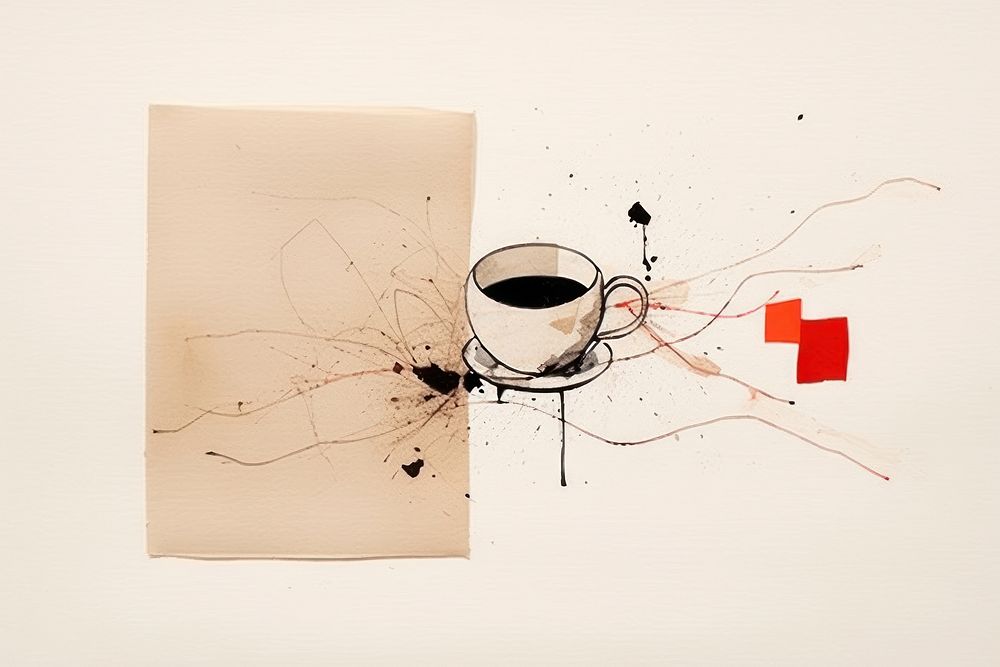 Abstract tea ripped paper art cup mug.