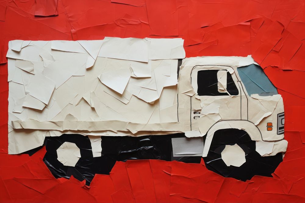 Abstract truck ripped paper art vehicle transportation.