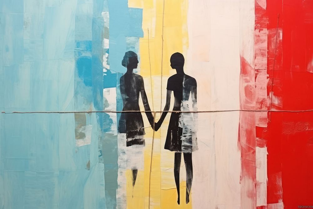 Friends holding hands art painting adult.
