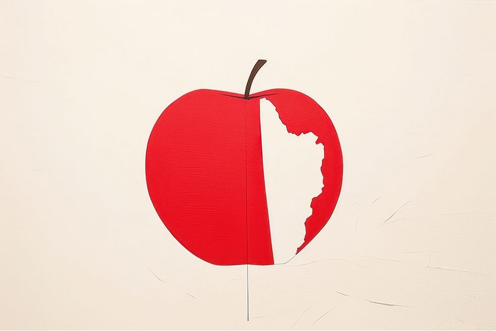 Abstract apple ripped paper symbol creativity painting.