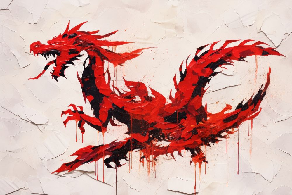 Abstract dragon for Chinese New year paper art representation creativity.