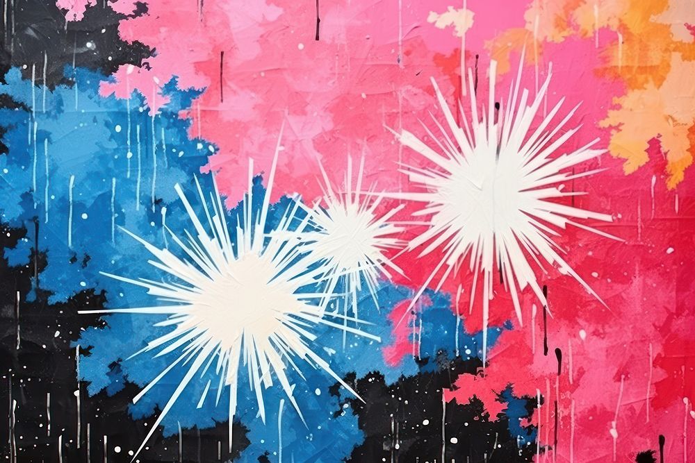 Fireworks at the sky art abstract painting.