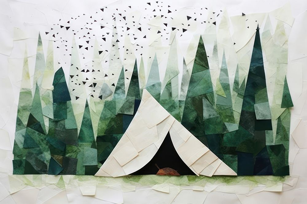 Forest and tent art creativity painting.