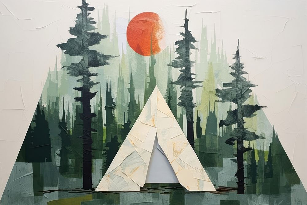 Forest and tent art outdoors painting.