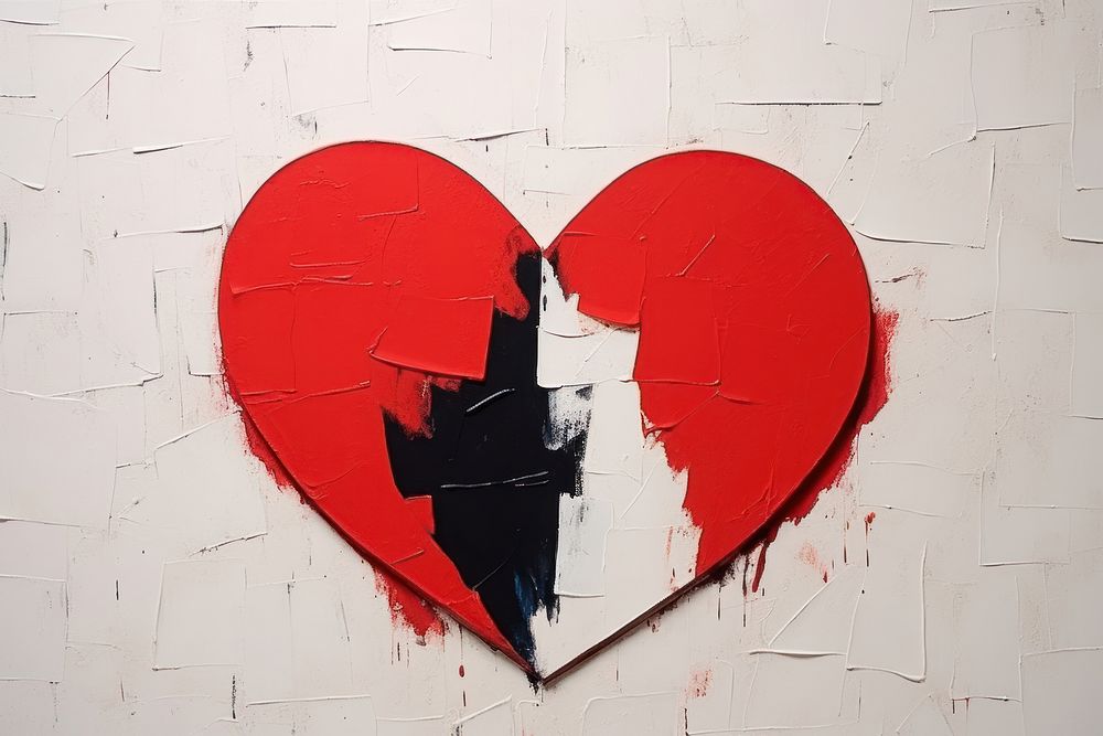 Abstract heart ripped couples paper creativity misfortune cracked.