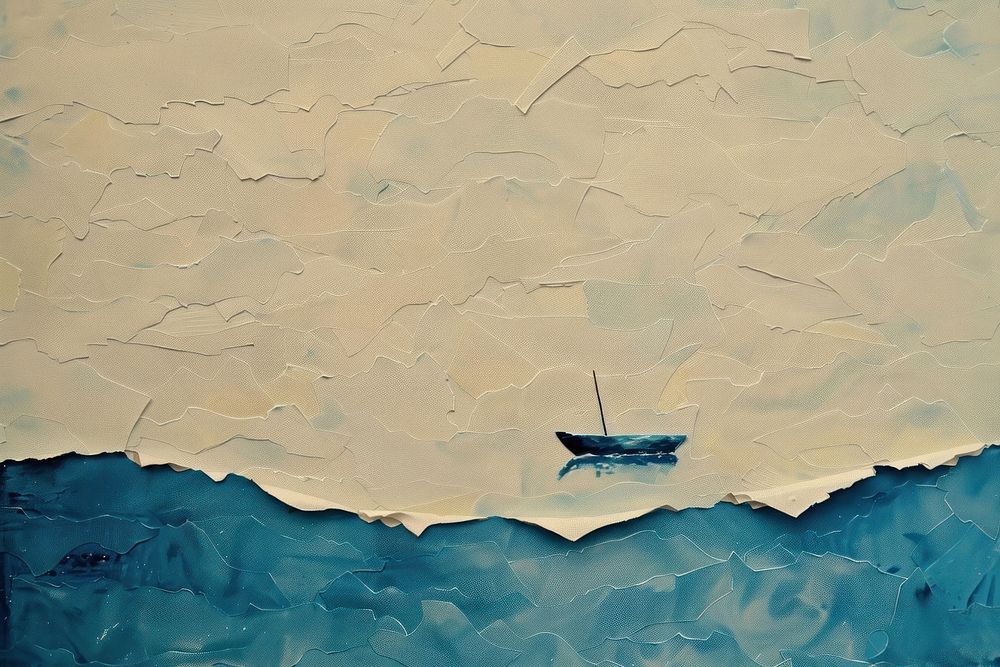 Beach and boat art painting outdoors.