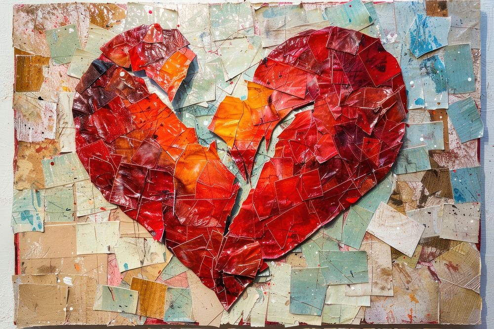 Broken heart collage backgrounds creativity.