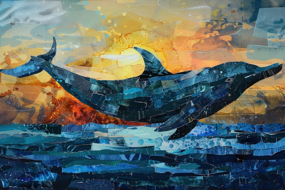 Dolphins in the ocean art painting animal.