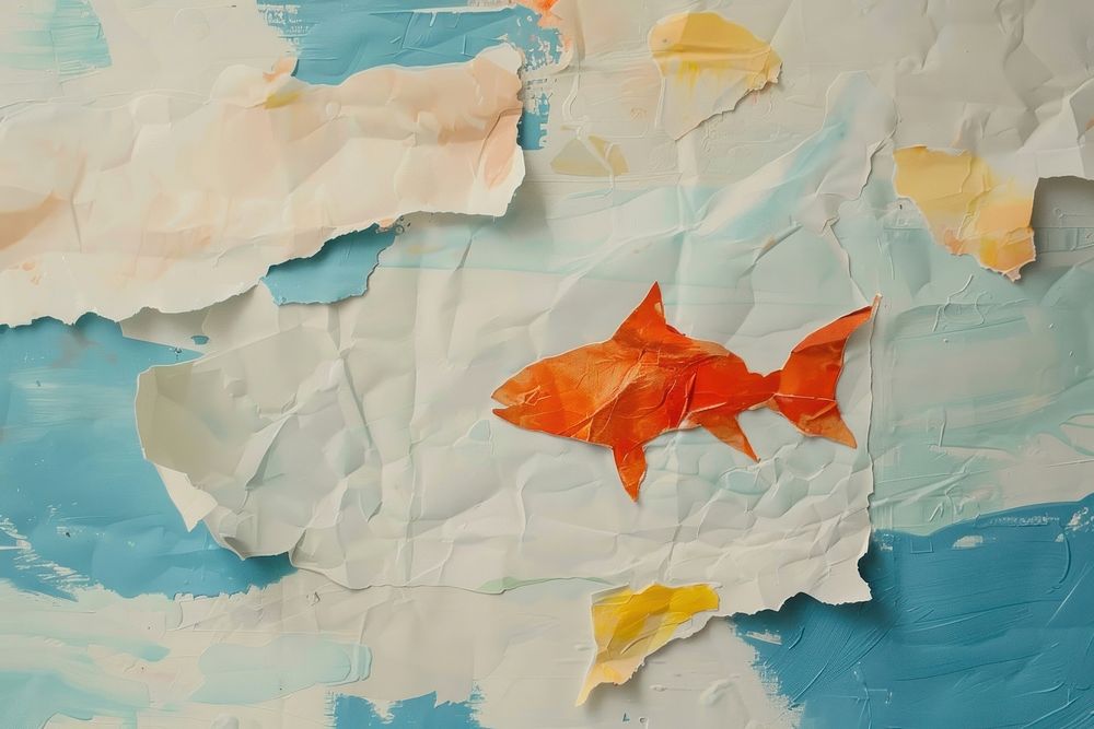 Fish in the river animal paper art.