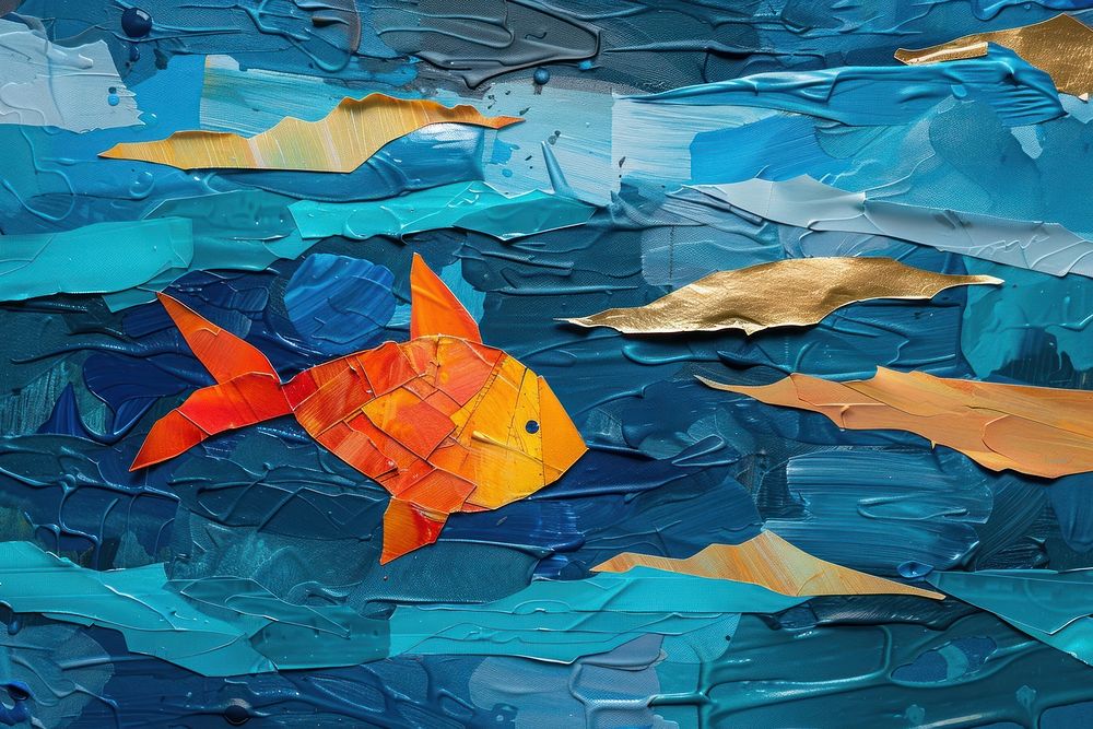Fish in the river art painting animal.