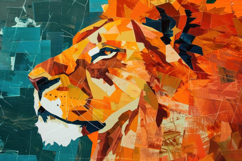 Lion art abstract painting.