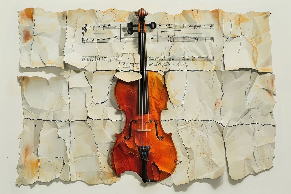 Music instrument violin paper cello.