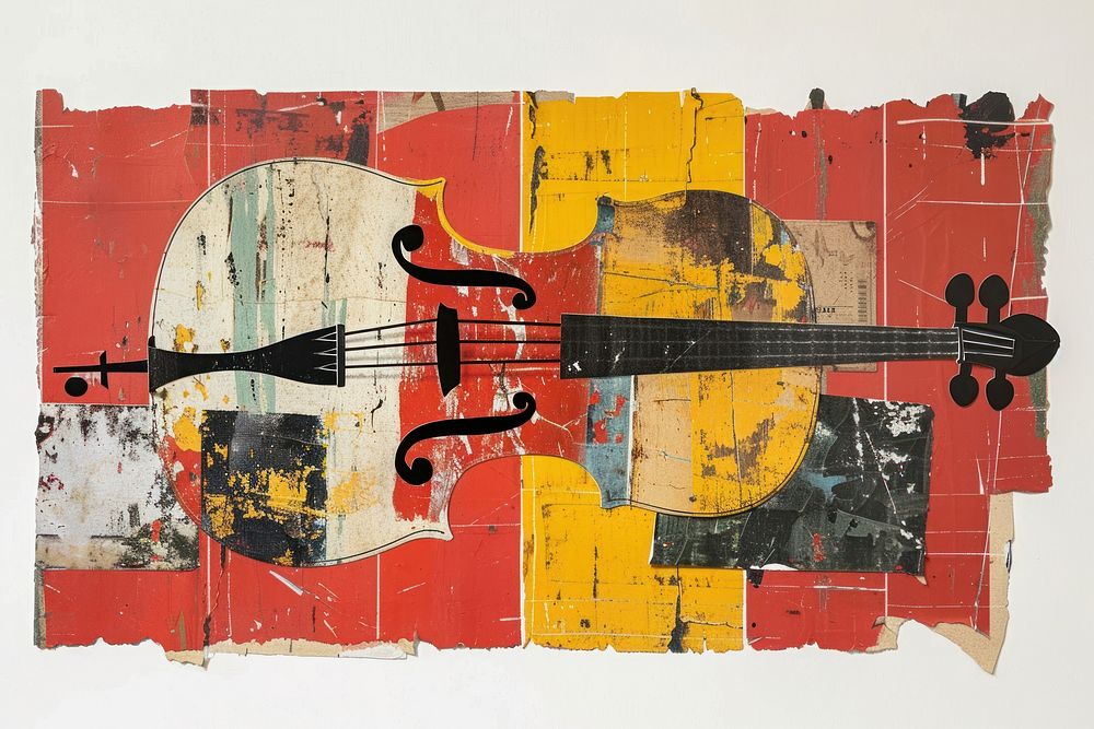 Music instrument collage art painting.