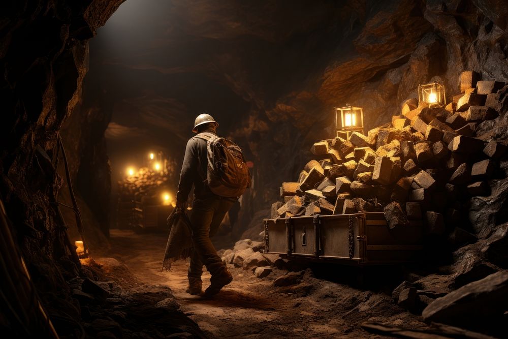 Mining cave lighting nature.