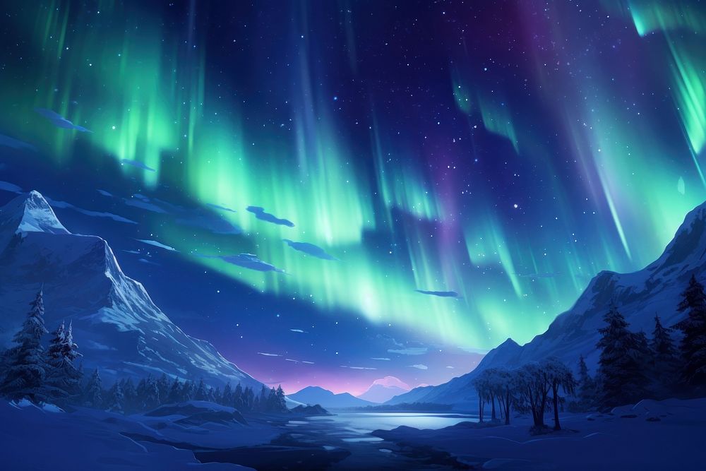 Northern lights nature night sky.